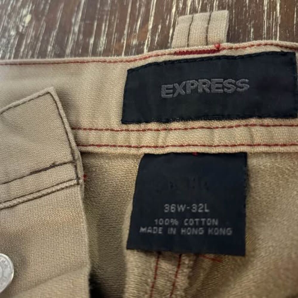 Express Men's Khaki Pants - 36x32 - 100% Cotton Tan Casual Trousers